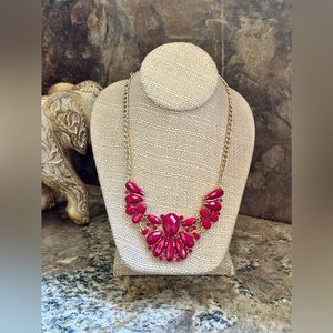 Gold Link Red Gemstone Necklace